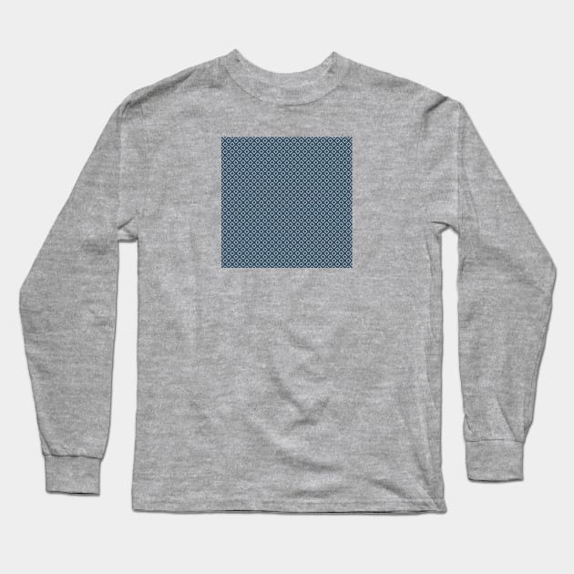 Art Deco Squares - Cream + Navy Long Sleeve T-Shirt by NolkDesign